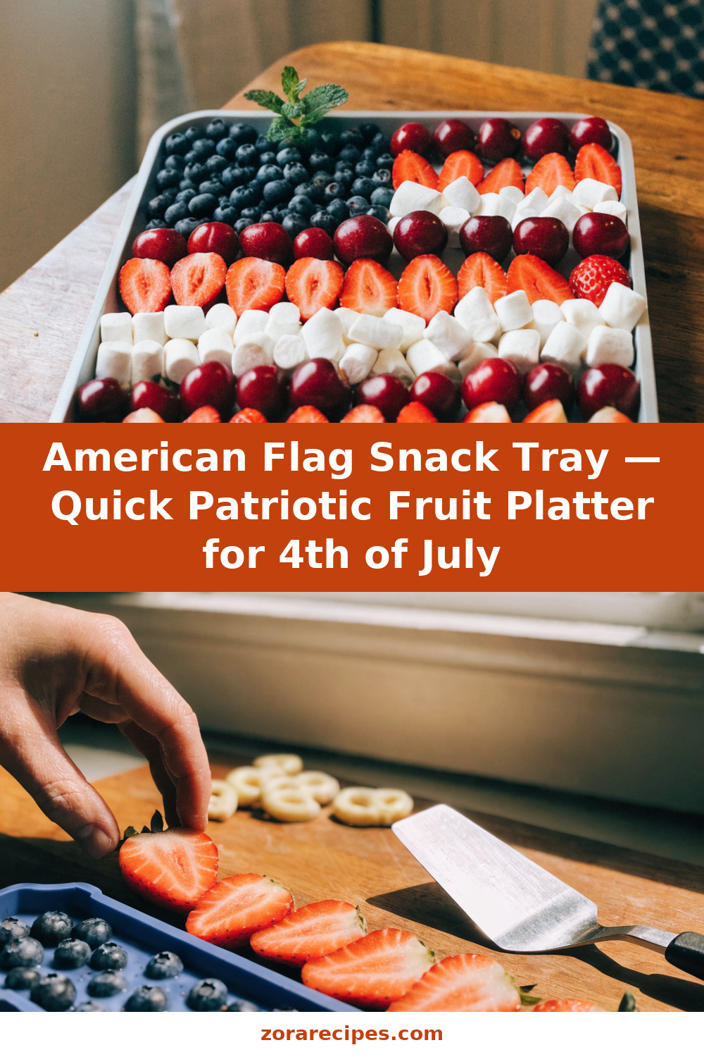 American Flag Snack Tray — Quick Patriotic Fruit Platter for 4th of July Pinterest recipe pin