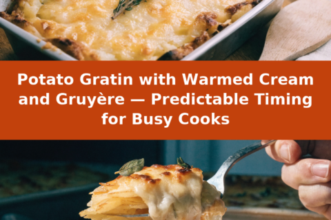 Potato Gratin with Warmed Cream and Gruyère — Predictable Timing for Busy Cooks Pinterest recipe pin