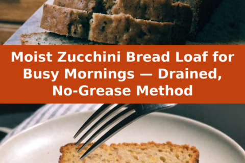 Moist Zucchini Bread Loaf for Busy Mornings — Drained, No-Grease Method Pinterest recipe pin