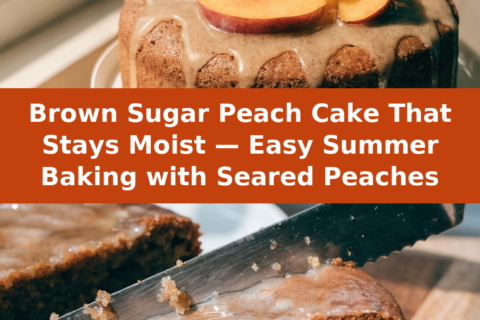 Brown Sugar Peach Cake That Stays Moist — Easy Summer Baking with Seared Peaches Pinterest recipe pin