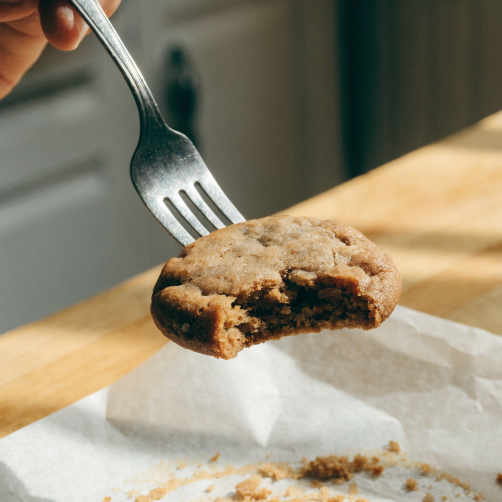 Close-up of brown sugar rhubarb cookies
