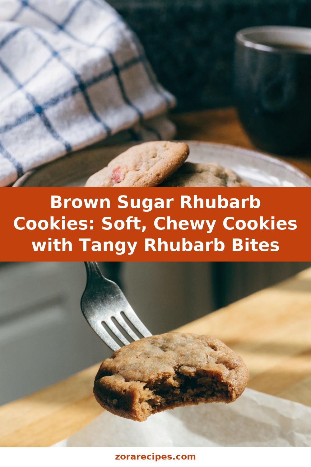 Brown Sugar Rhubarb Cookies: Soft, Chewy Cookies with Tangy Rhubarb Bites Pinterest recipe pin