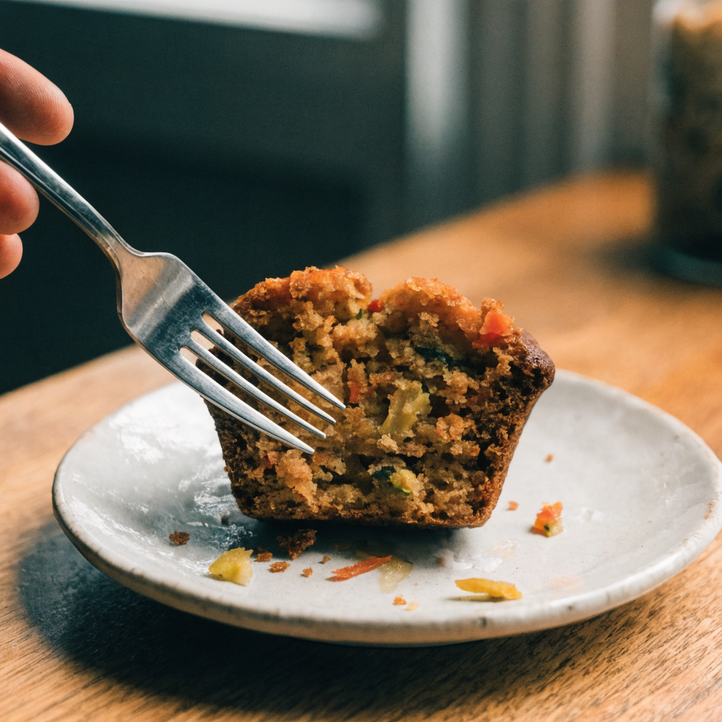 Close-up of carrot cake zucchini muffins