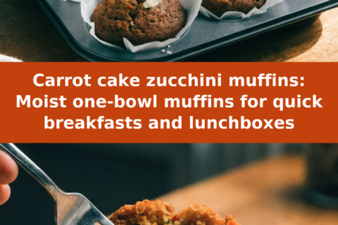 Carrot cake zucchini muffins: Moist one-bowl muffins for quick breakfasts and lunchboxes Pinterest recipe pin