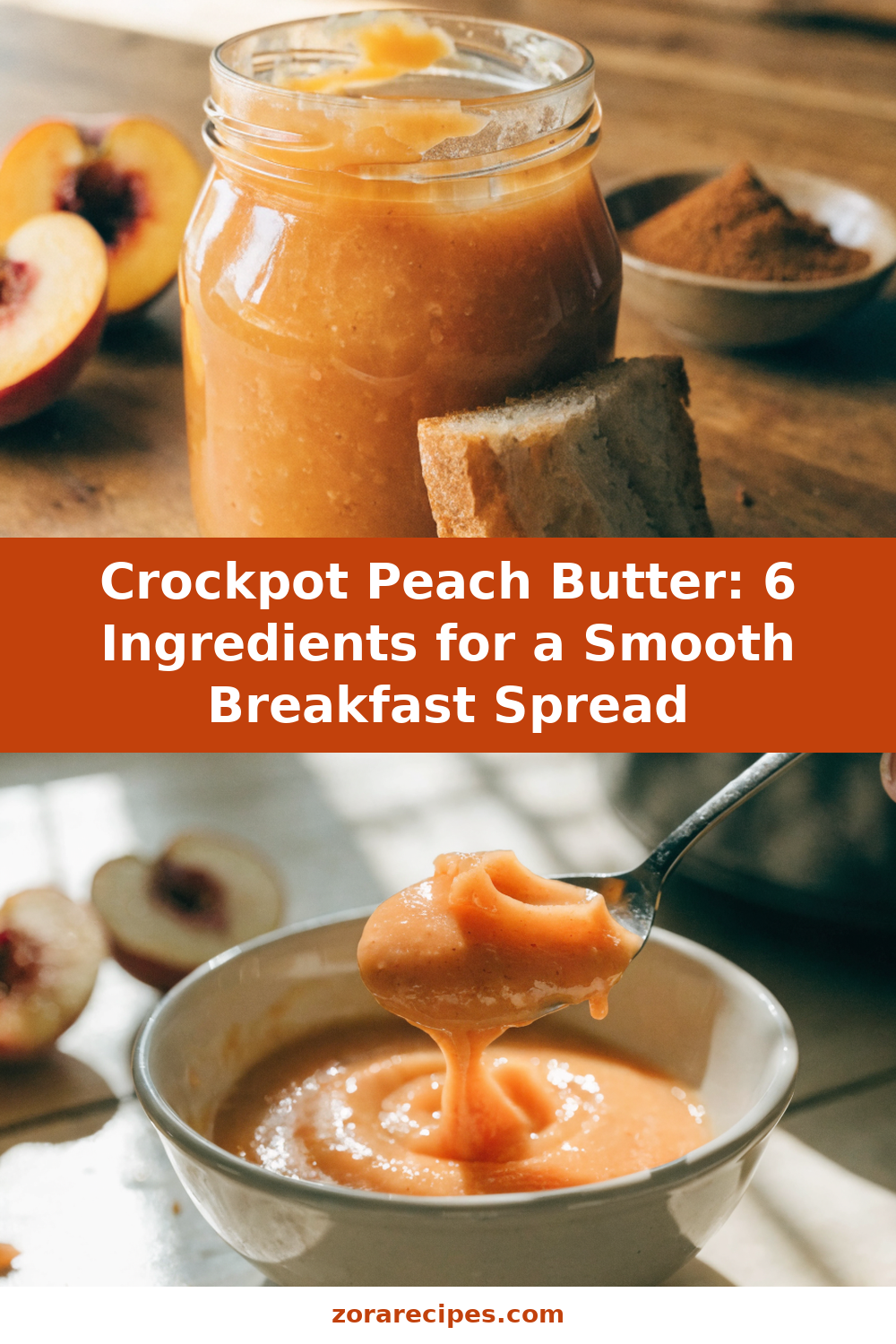 Crockpot Peach Butter: 6 Ingredients for a Smooth Breakfast Spread Pinterest recipe pin