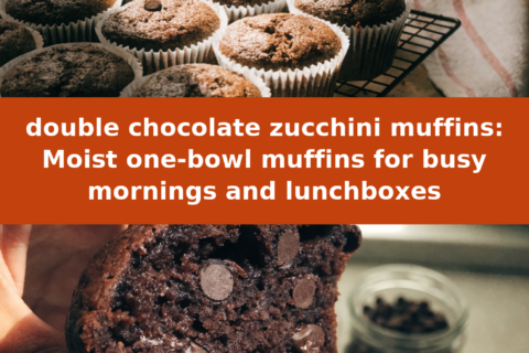 double chocolate zucchini muffins: Moist one-bowl muffins for busy mornings and lunchboxes Pinterest recipe pin