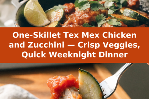 One-Skillet Tex Mex Chicken and Zucchini — Crisp Veggies, Quick Weeknight Dinner Pinterest recipe pin