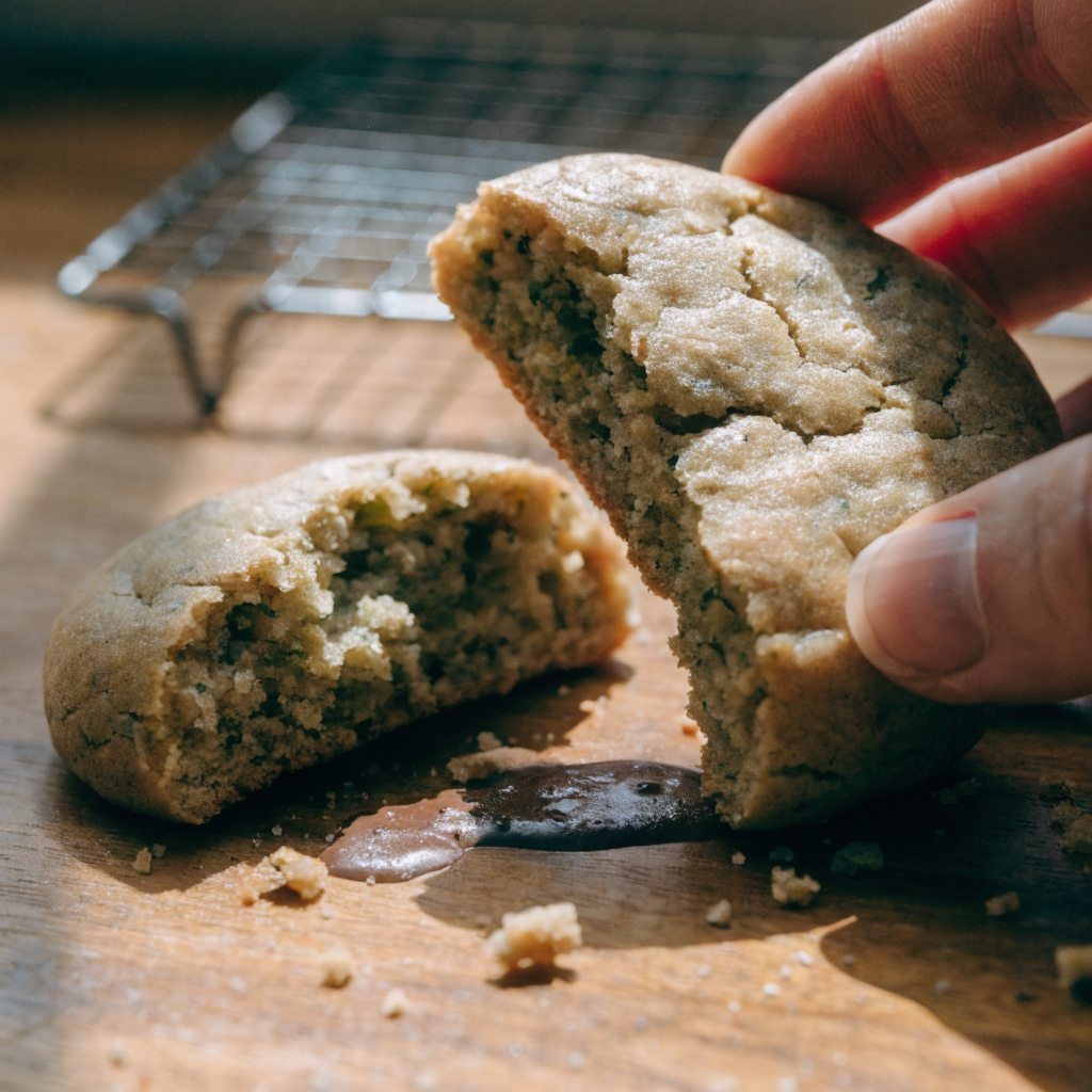 Close-up of soft and moist zucchini cookies